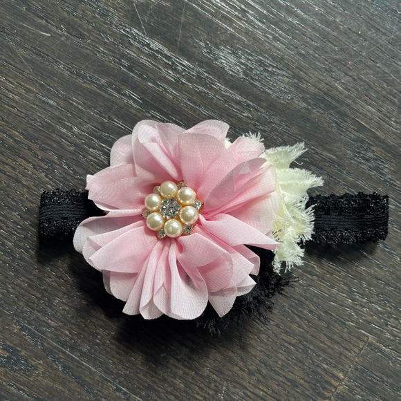 Newborn black pink offwhite bow - Picture 1 of 1